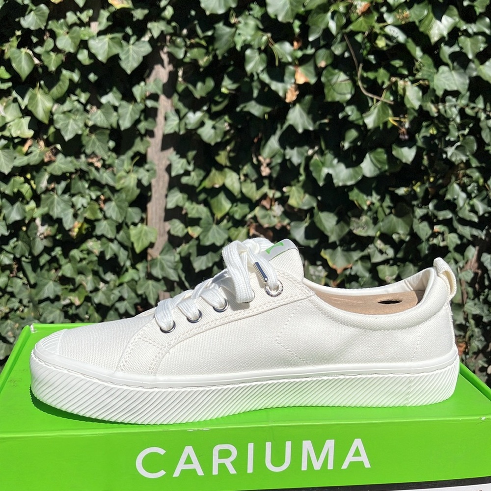 NEW Cariuma Oca Low Top Lace Up Organic Canvas Sneakers Off White Unisex - Picture 4 of 7